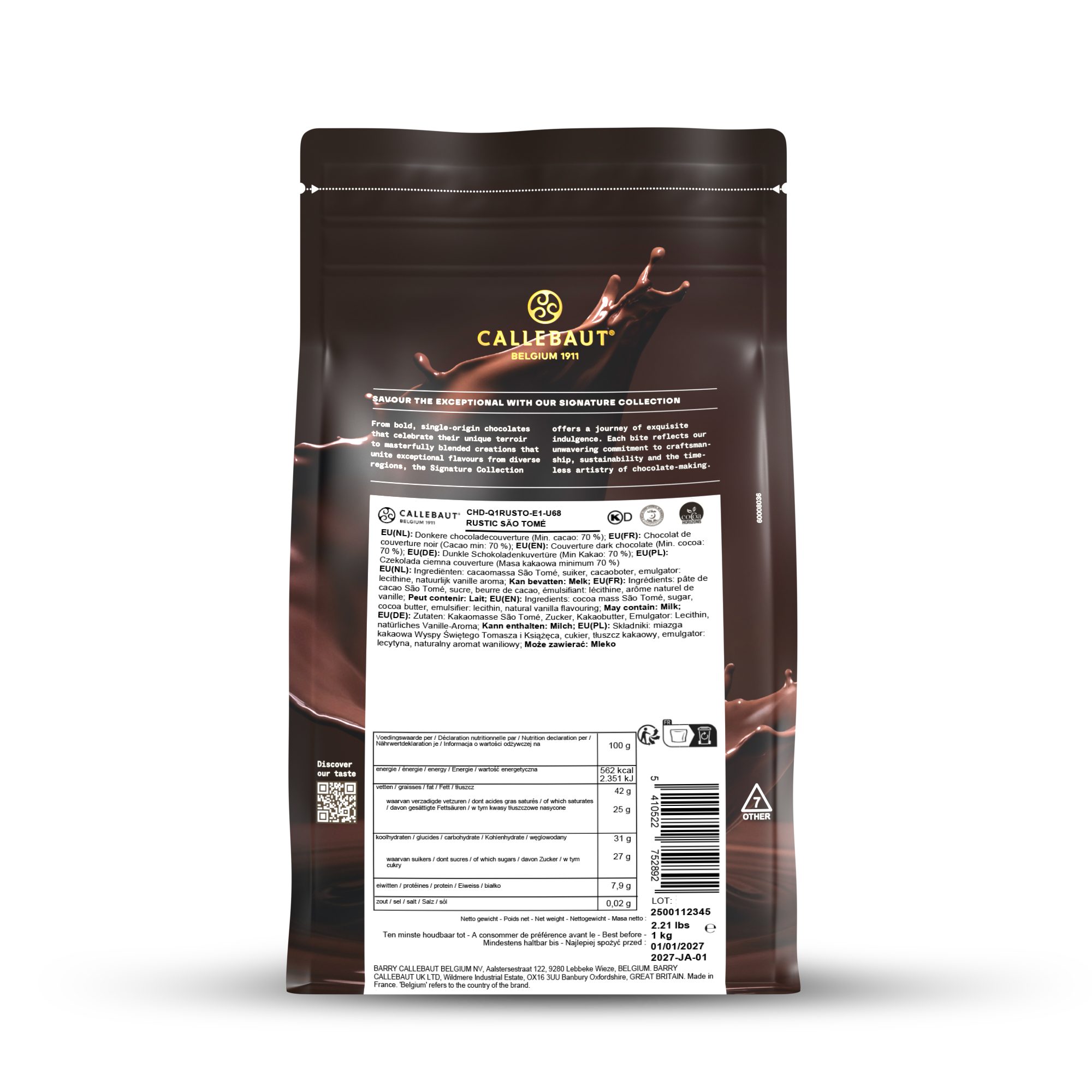 Callebaut Signature Dark Chocolate Couverture Sao Tome 70%, , large